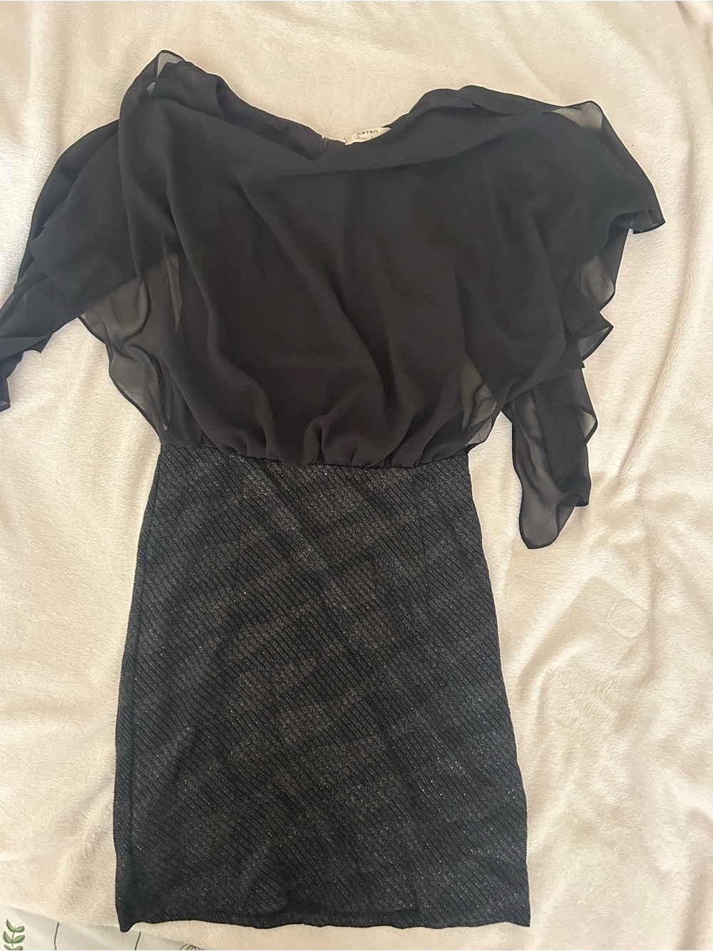 Koton Party Wear Black Chiffon & Shimmer Cocktail Dress
